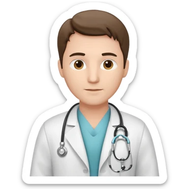 Cardiac sonographer male long white coat or scrubs sticker