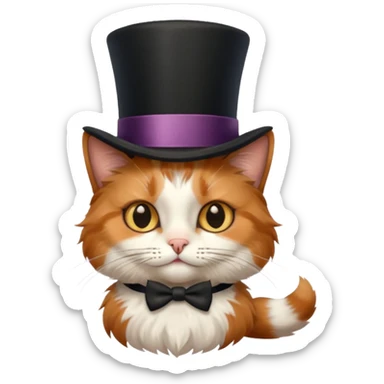 fluffy cat with a top hat sticker