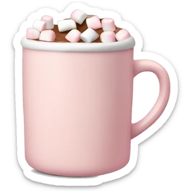 Light Pink mug of hot chocolate with marshmallows  sticker