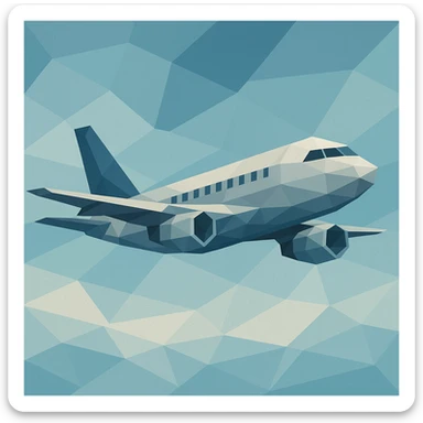 airplane, polygonal low-poly style sticker