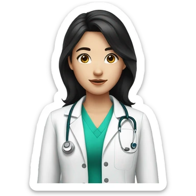 a teenager doctor student white skin, black hair sticker