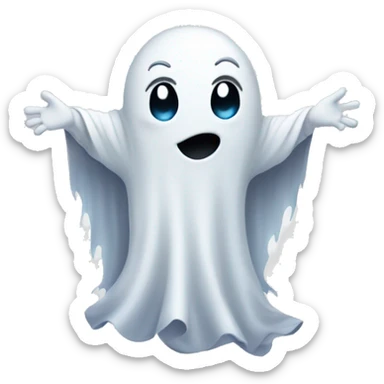 Hugging cute ghost emoji with heart sticker