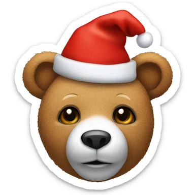 teddy bear with christmas hat sticker