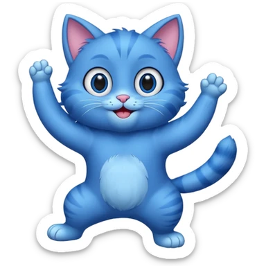 a dancing blue cat sticker