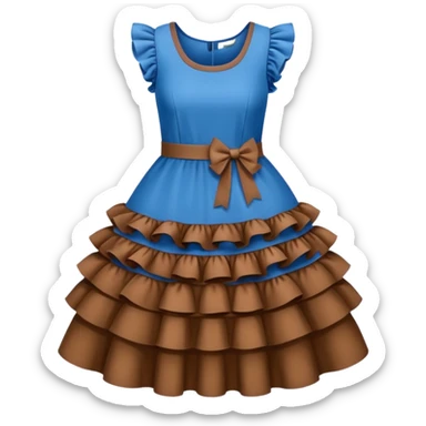 brown blue dress with ruffles sticker