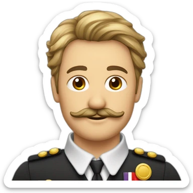 Homme avec des cheveux plaqué sur le côté avec un uniforme allemand et une petite moustache en forme de carré sticker