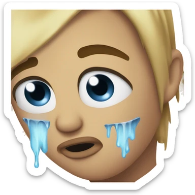 Melt down and crying emoji stream of tears sticker