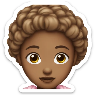 brown doll eyes, brown hair, feminine, pink, girl, angelic sticker