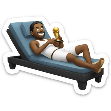 Lounging with a championship sticker