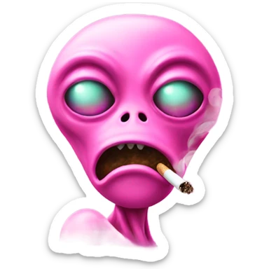 Pink alien smoking reefer sticker