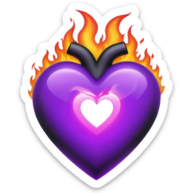 heart with black and purple flames sticker
