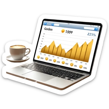 golden increasing charts in online shop admin dashboard on mac book screen sticker