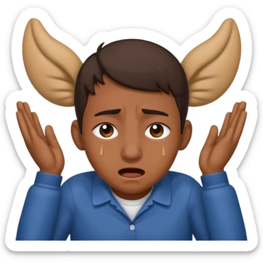 person covering ears, wincing in pain because the sound is terribly loud sticker