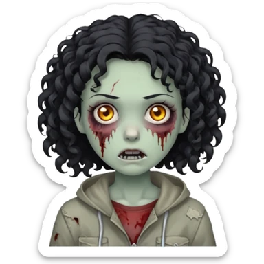garota zumbi com cabelo cacheado preto sticker