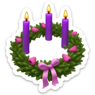 Advent wreath  with 3 purple candles and 1 pink candle sticker