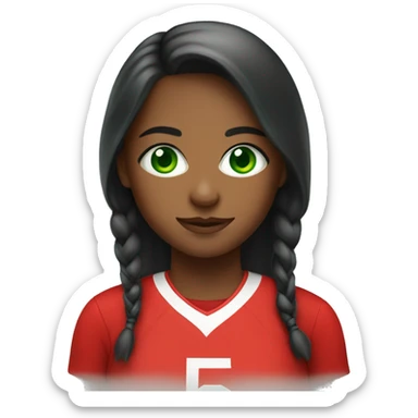 green eye girl with red jersey sticker