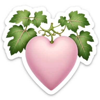 Pale pink heart with the grape leaves  sticker
