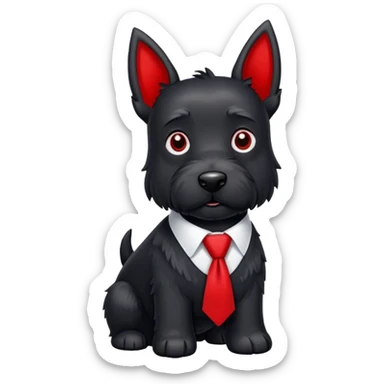 Black Scottie dog wearing a red tie  sticker
