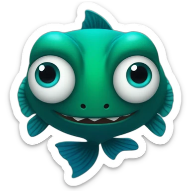 dark green fish with blue eyes with human  arms  instead of a fin sticker
