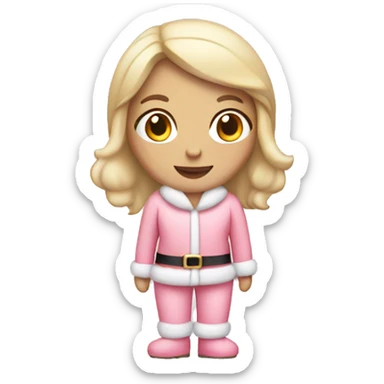 Full body white girl in a light pink Santa outfit  sticker