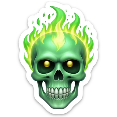 green flaming skull sticker