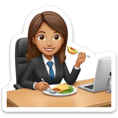 businesswoman at lunch at the office sticker