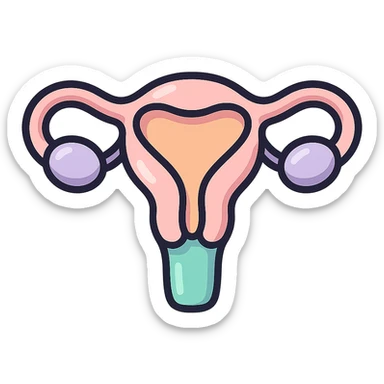 female uterus minimalist, icon-color-outlined style, detailed shadows and highlights, thin clean contours, soft rounded shapes, pastel palette #98B5BC, #B5B3C1, #C9A3C9, #E4C0CA, #F7DCD1, #F7C0AA, modern Japanese pop art and sticker aesthetic, soft lighting, transparent background sticker