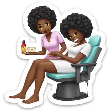 Black girl getting pedicure sticker