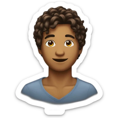 Un jeune homme avec des cheveux marrons, des lunnettes de soleil noires une chaîne autour du cou sticker