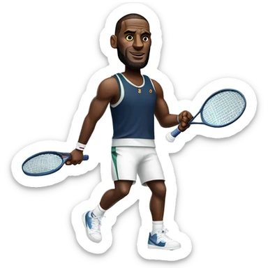 lebron playing tennis, full body with racket sticker