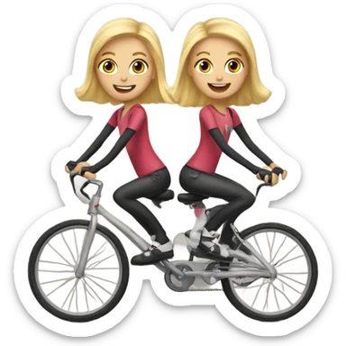 Blonde twins riding bikes sticker