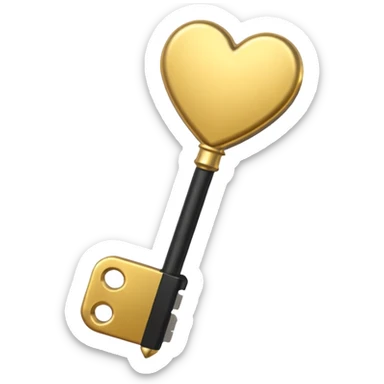 gold basic heart key sticker