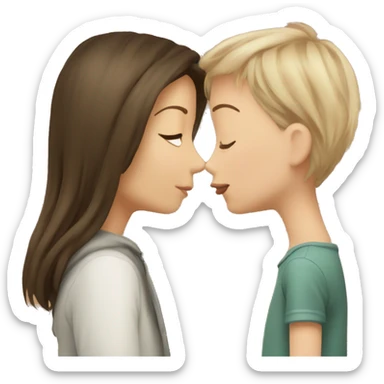 Short long haired girl kissing very tall short haired girl  sticker