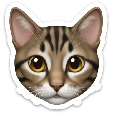Brown white and black tabby cat  sticker