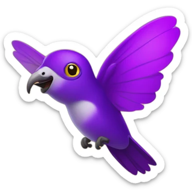 emoji de un colibrí pecho morado volando en un cielo color amarillo sticker