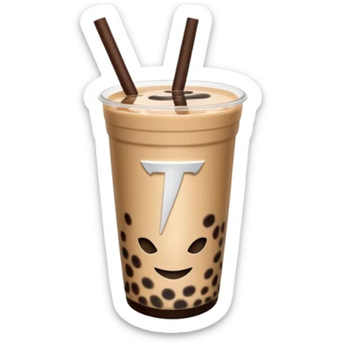 Boba tea in tesla, without a person and with the tesla logo keep the boba tea like that and make it the car and the boba tea how it was and boba tea more without a face just a little smaller to go on pinterest sticker