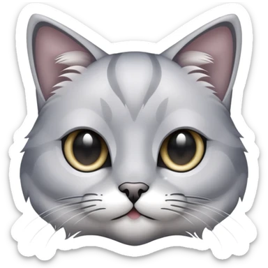 Silver gradient folded-eared cat sticker