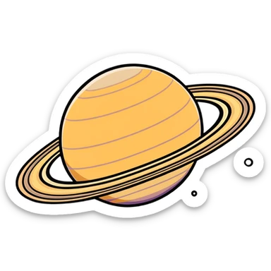Saturn planet with a friendly face and visible rings sticker