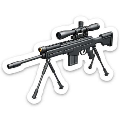 Mini ICBM launching lightweight sniper rifle wire stock, extended mag, assassin, bipod, laser sticker