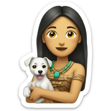Yucatec Maya woman with puppy sticker