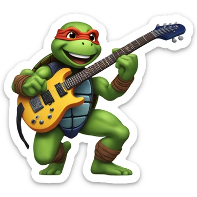 Ninja turtle playing electric guitar sticker