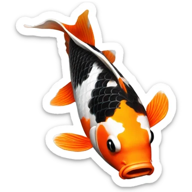 Black + Orange + White realistic koi fish  sticker