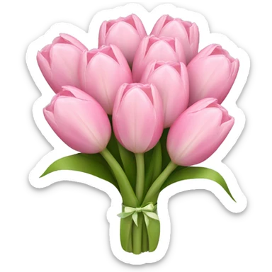 Pastel pink tulip bouquet with bow sticker