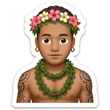Hawaiian Polynesian male with tribal tattoo sleeve sticker