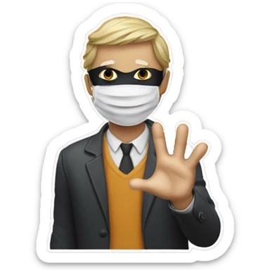 A sticker of a guy in a mask who waves hello sticker