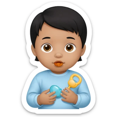 a black hair baby with pacifier sticker