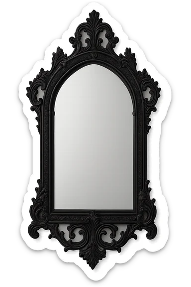 goth object, ornate black mirror, elegant sticker