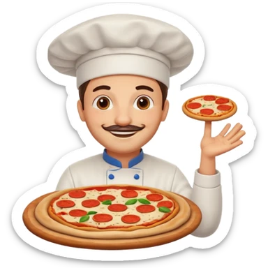 smiling Italian chef spinning pizza dough sticker