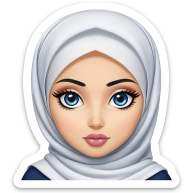 pretty bratz baddie, full cover niqapi hijabi, black eyeliner, medium white skin, dark blue  eyes sticker