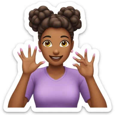 A girl showing her nails happily  sticker